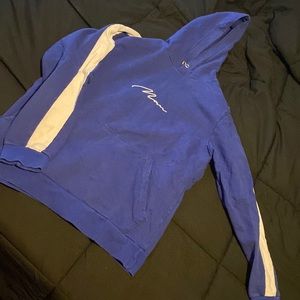 BoohooMan Blue & White Hoodie Pull Over